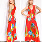 1970s Floral Tori Richards Red Jumpsuit - Medium