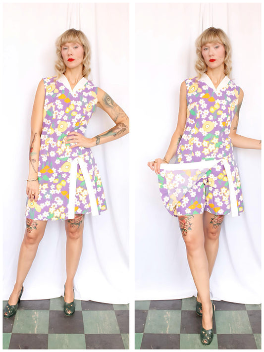 1960s Floral Skort Romper - Medium