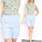 1960s Saks Fifth Ave Blue Linen Shorts - Small