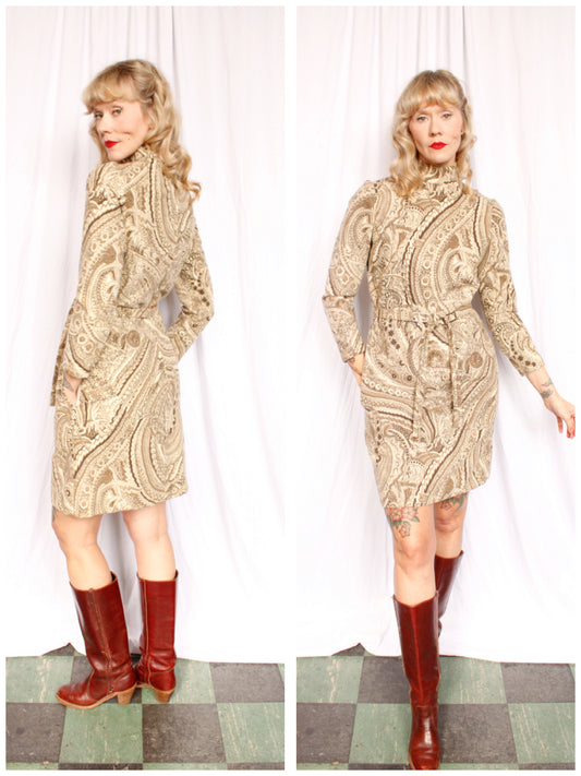 1960s Doris Scott Wool Sheath Dress - Medium 