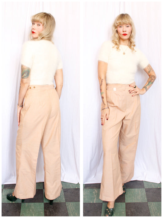 1970s Tan Wide Leg High Waist Pant - Medium