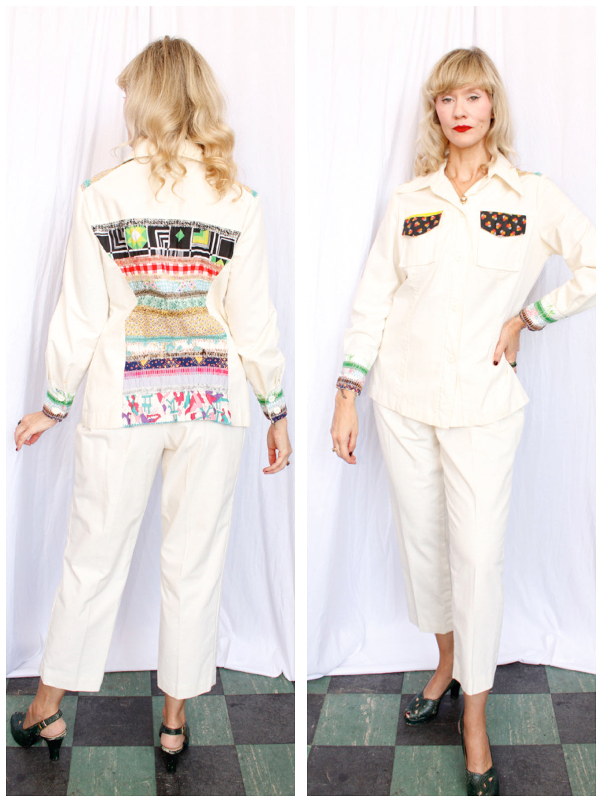 1970s Patchwork Pant Suit - Large