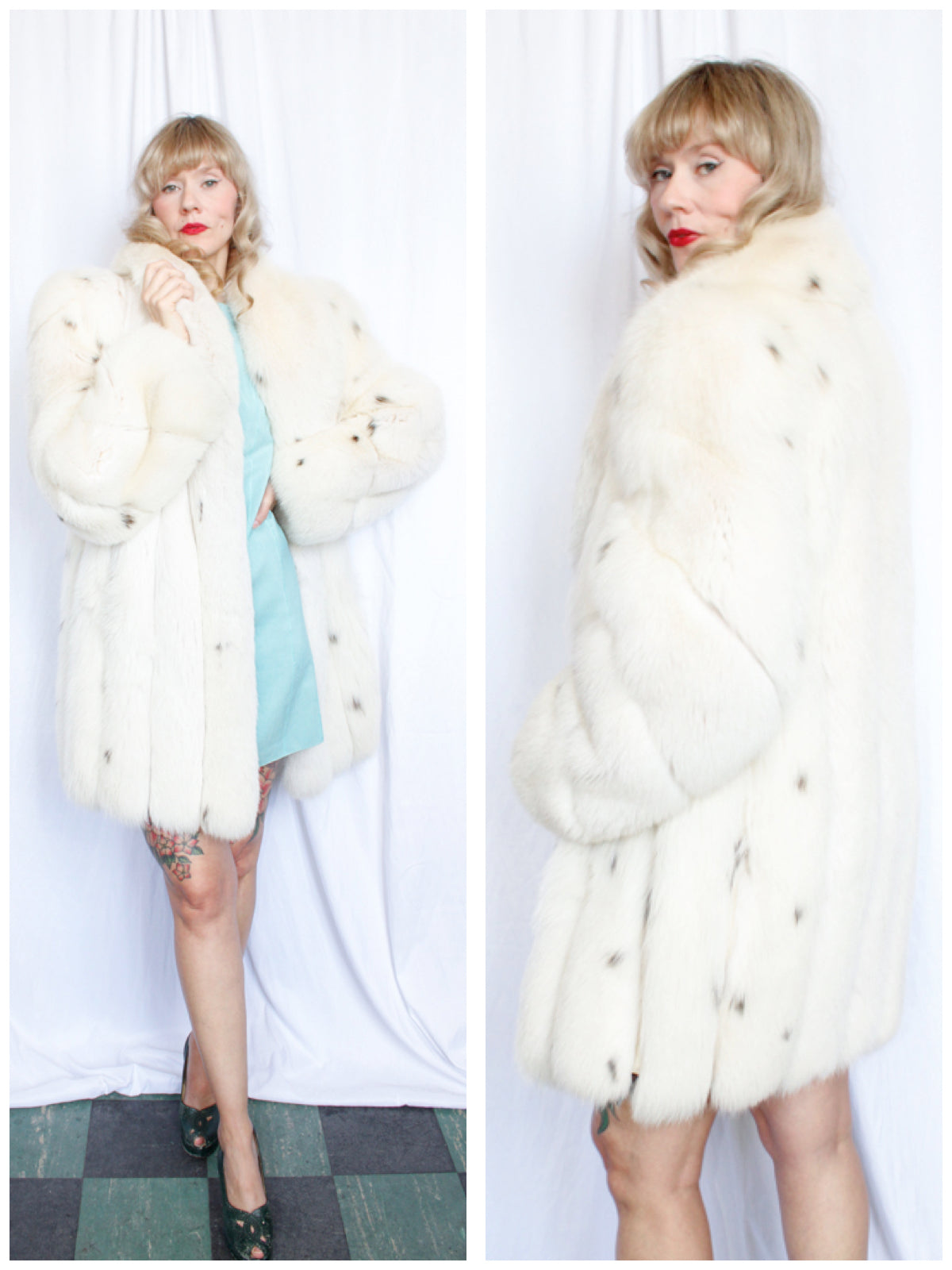 1980s White Fox Fur Coat - Large
