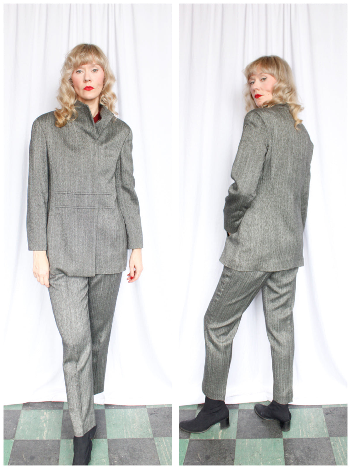1990s Arte Cerruti 1881 Grey Herringbone Suit - M/L