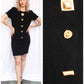 1990s Steve Fabrikant for Neiman Marcus Black Knit Pasta Button Dress - Medium