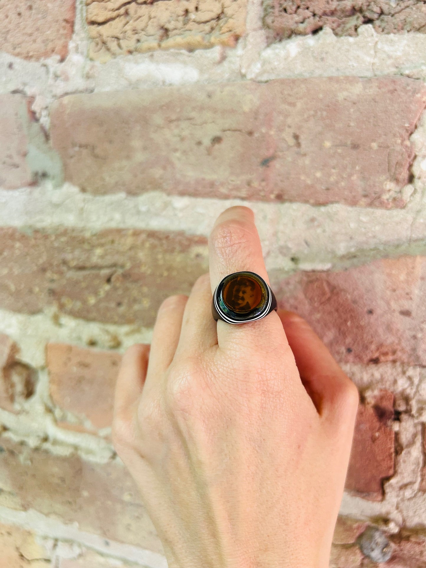 1930s Prison Mourning Celluloid Ring sz 8.25