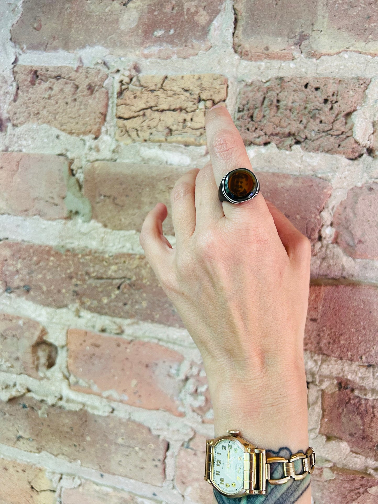 1930s Prison Mourning Celluloid Ring sz 8.25