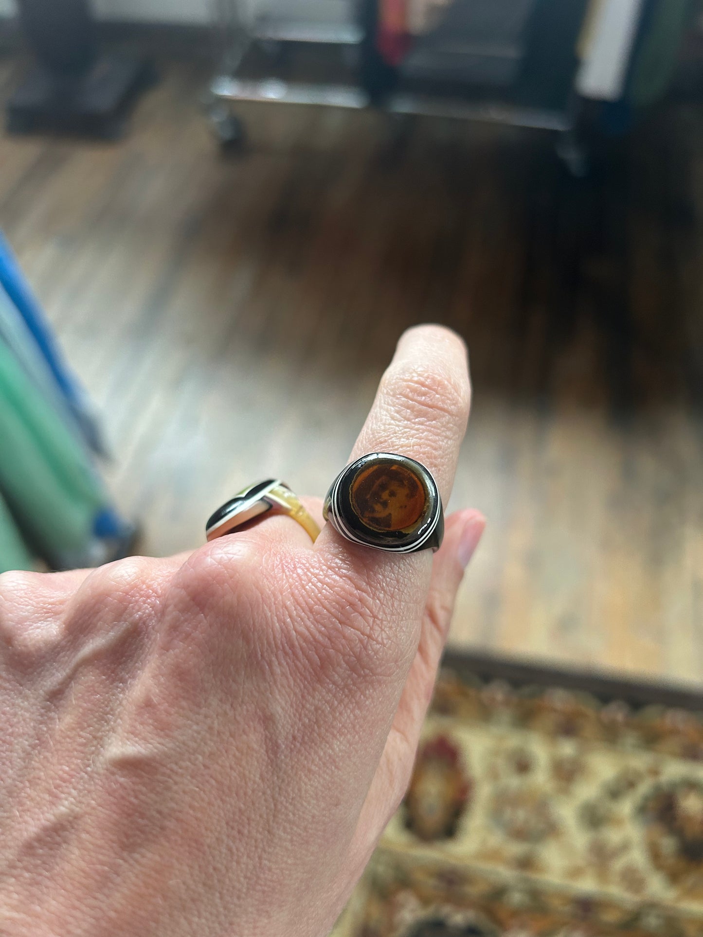 1930s Prison Mourning Celluloid Ring sz 8.25