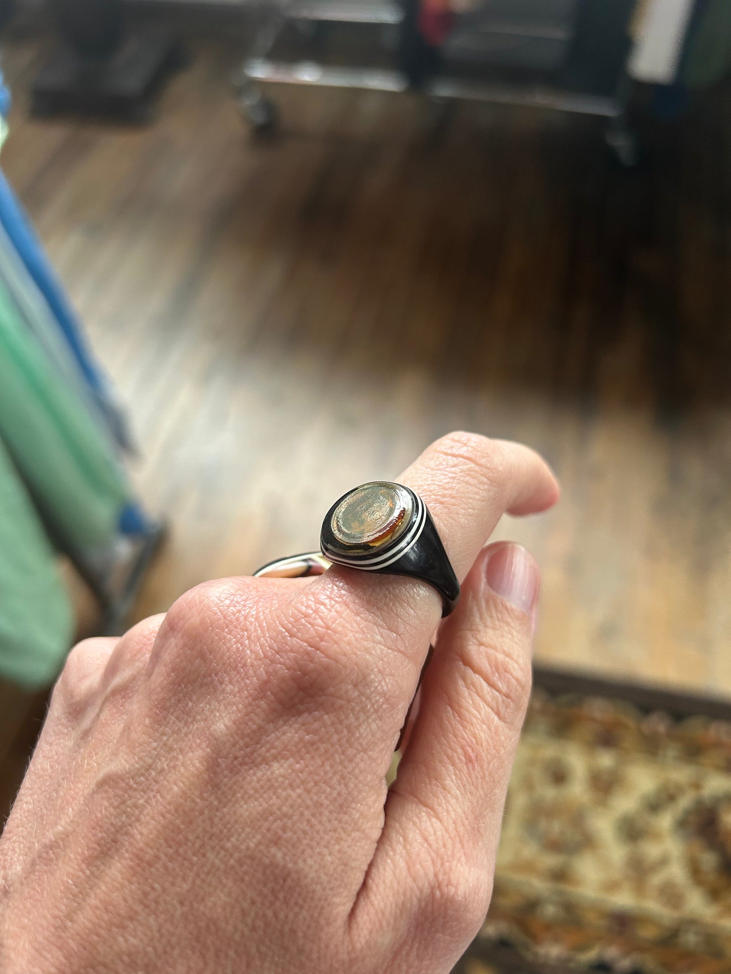 1930s Prison Mourning Celluloid Ring sz 8.25