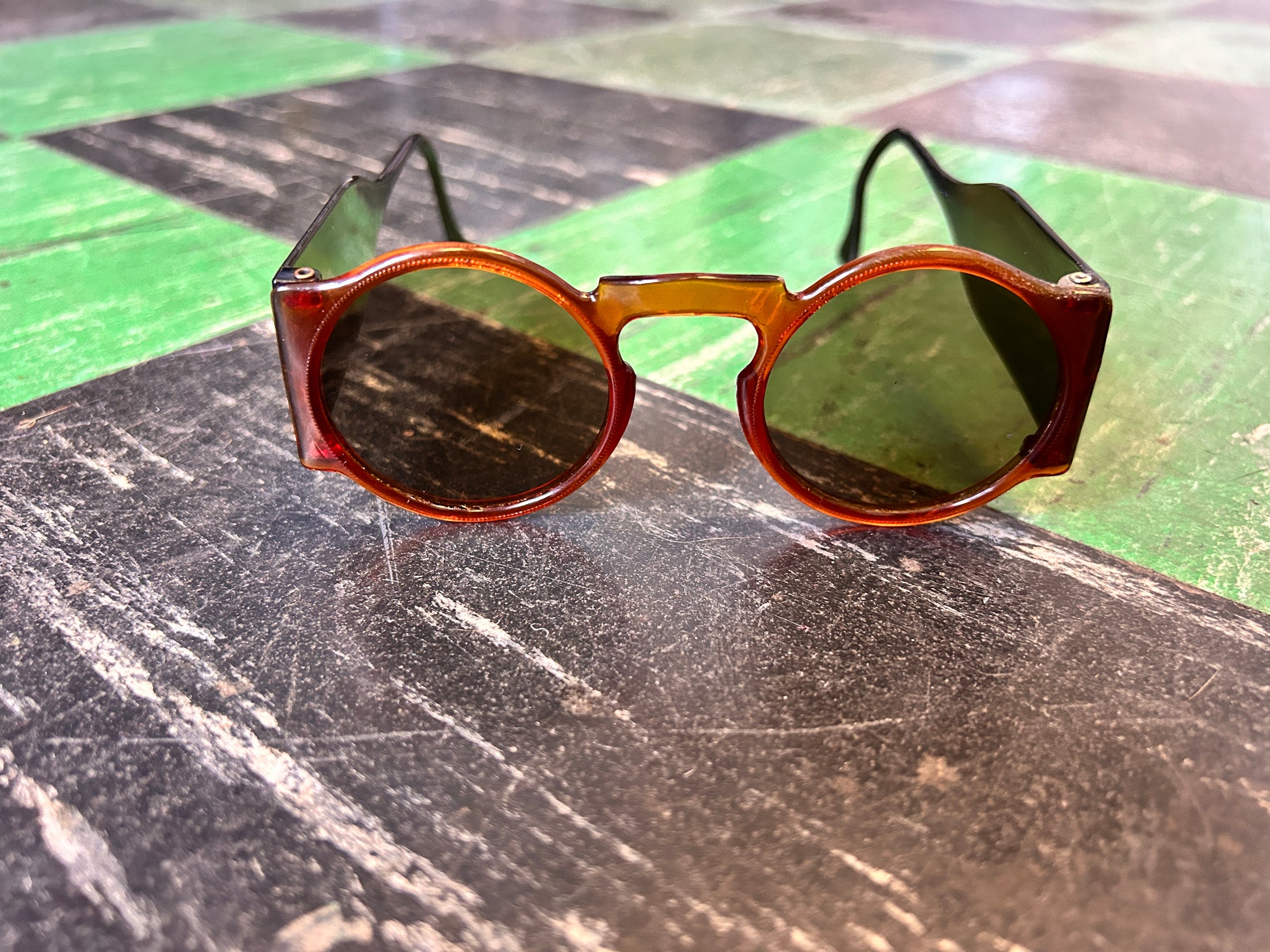 1930s Amber Blinkers Celluloid Sunglasses