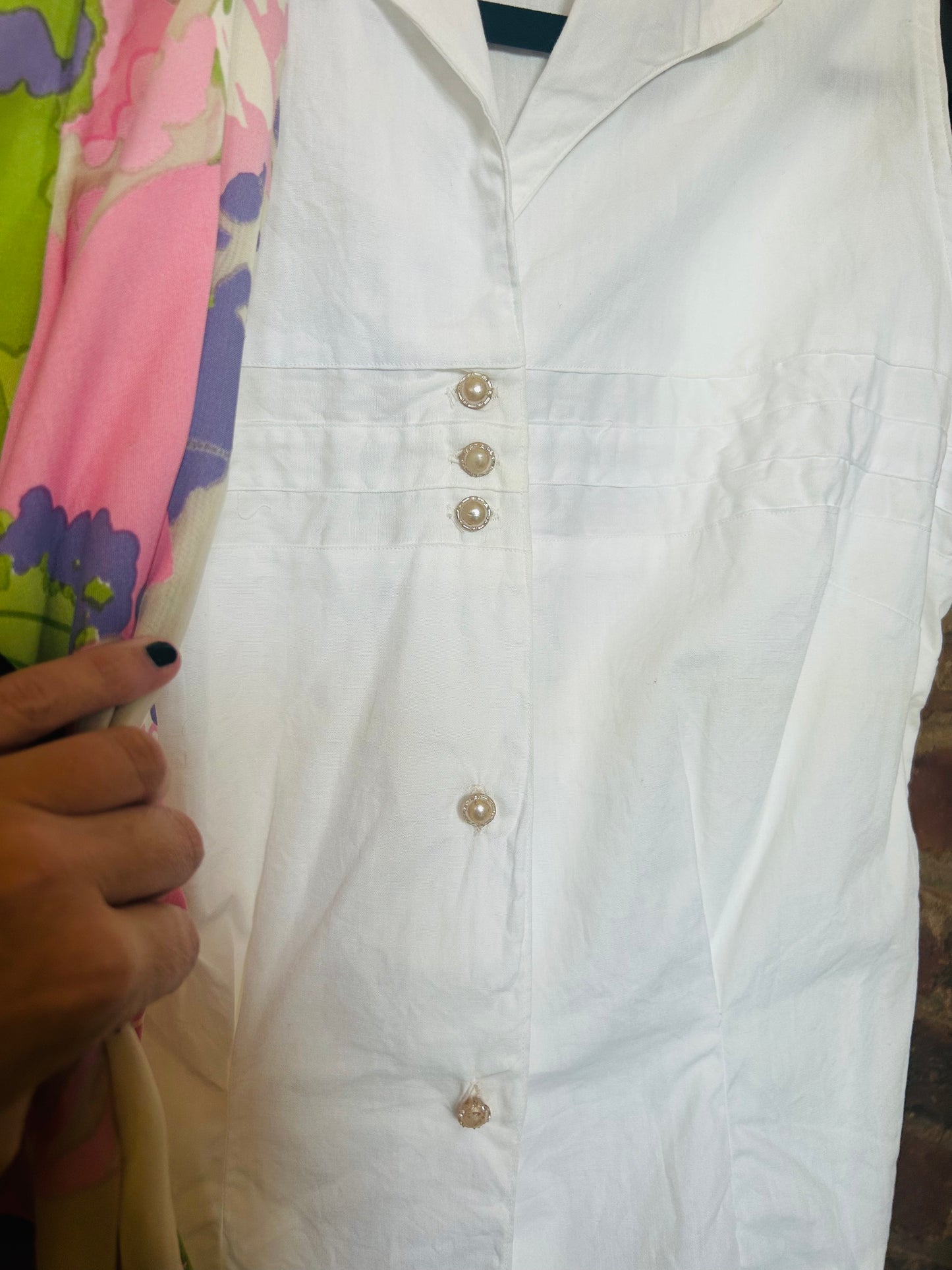 1950s Cotton White Blouse - Small 