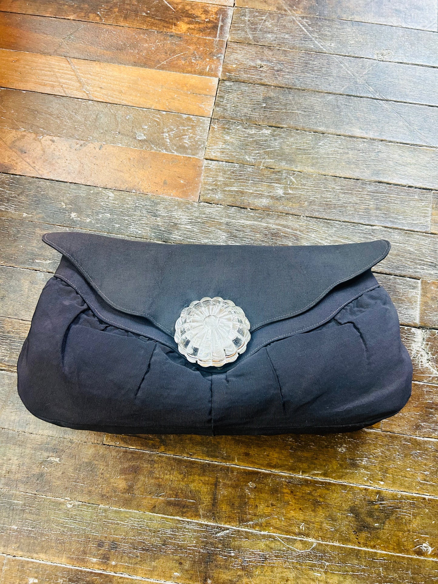 1940s Rayon Navy Clutch with Lucite Detail