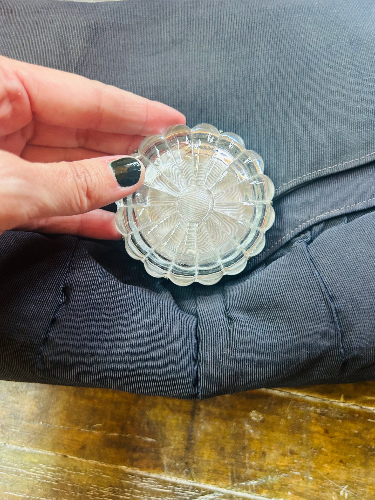1940s Rayon Navy Clutch with Lucite Detail
