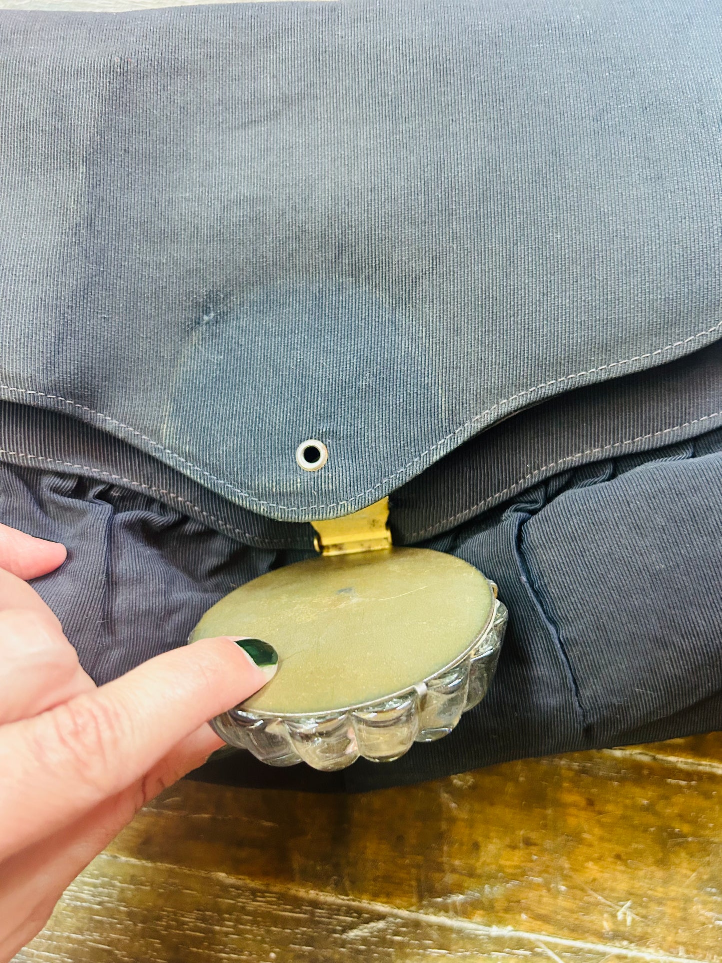 1940s Rayon Navy Clutch with Lucite Detail