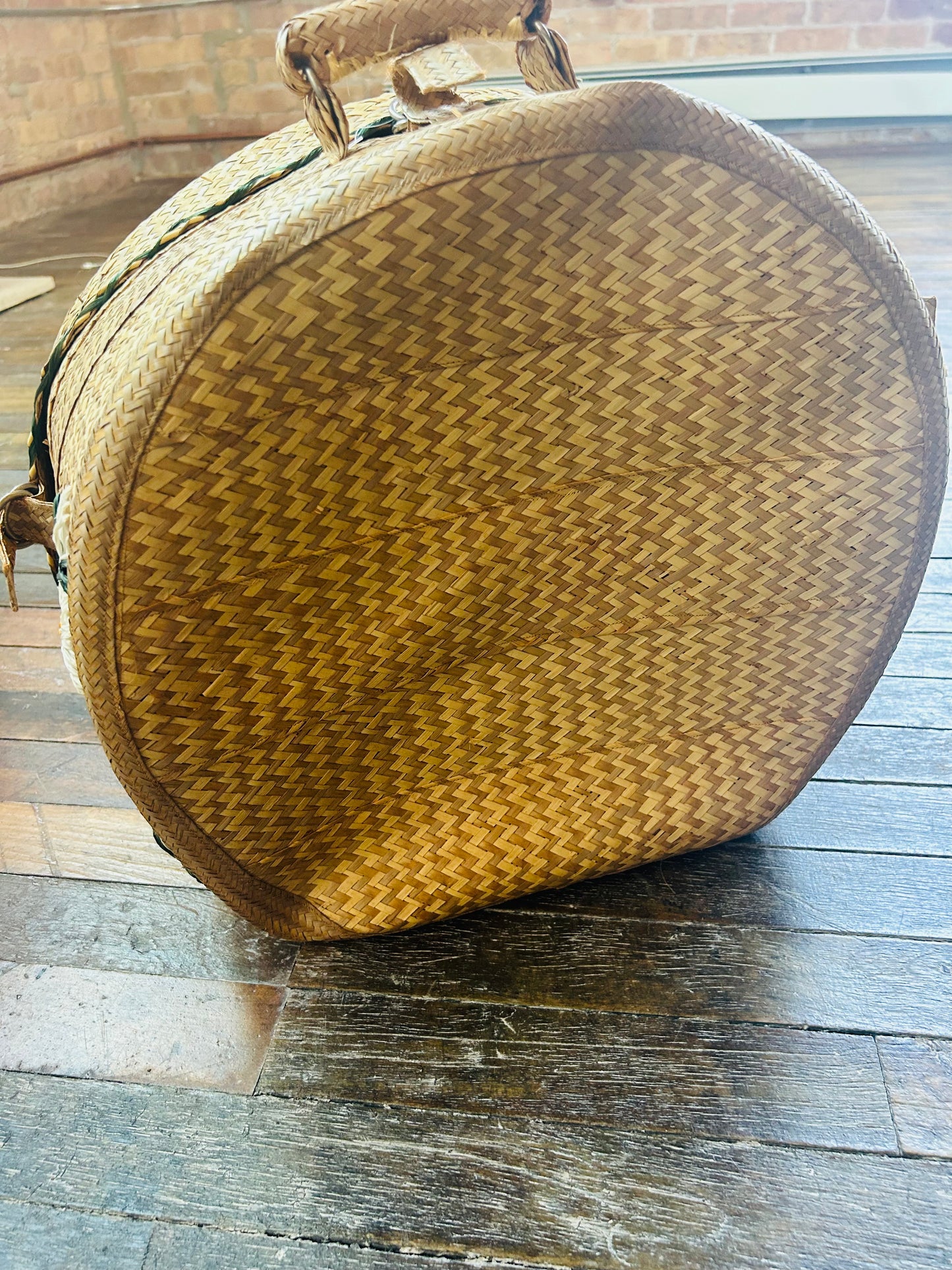 1960s Oversized Straw Floral Bag from Jamaica
