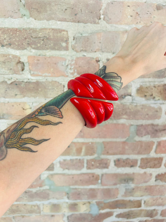 Early 80s does 40s Western Germany Plastic Red Cuff Bracelet