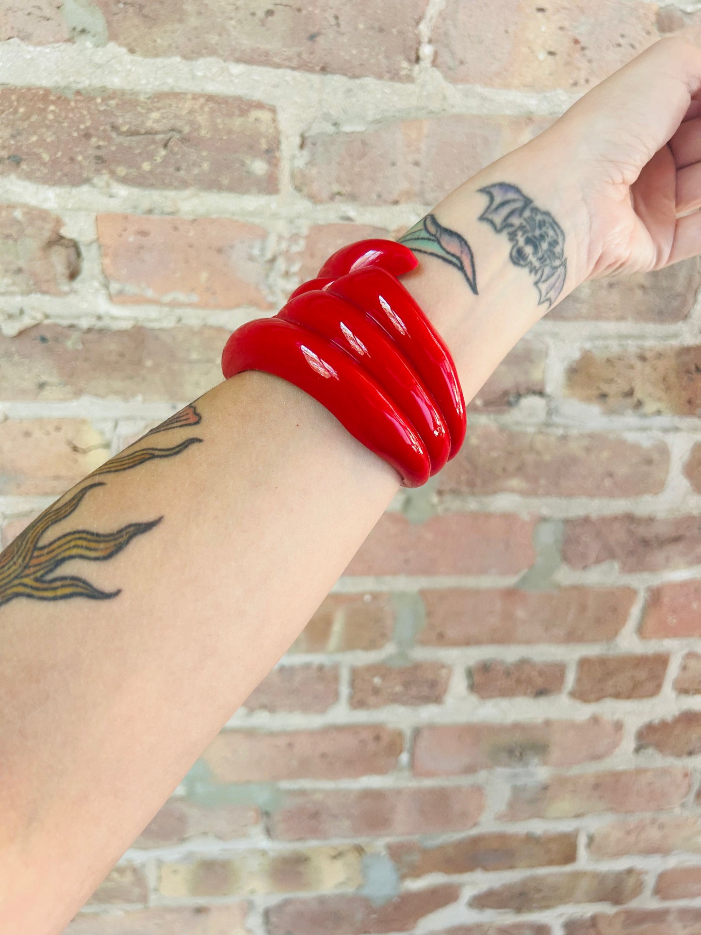 Early 80s does 40s Western Germany Plastic Red Cuff Bracelet