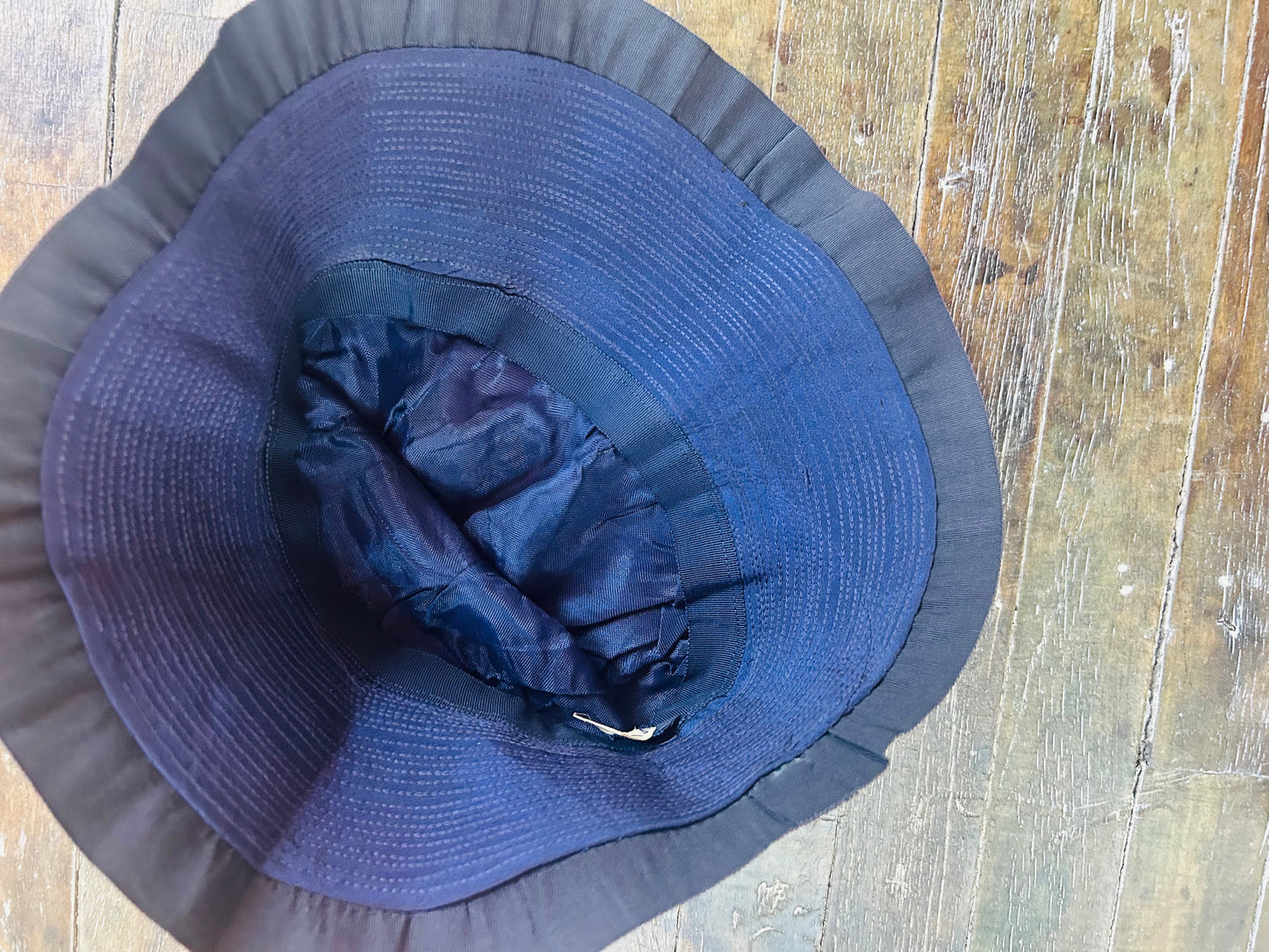 1930s Navy Rayon Summer Cloche Hat