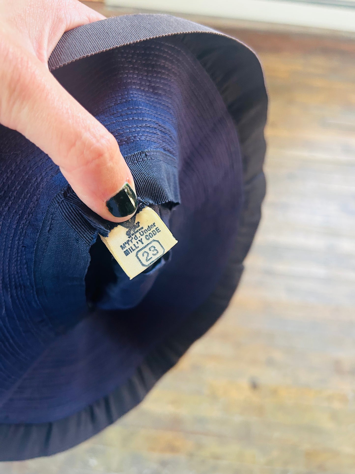 1930s Navy Rayon Summer Cloche Hat