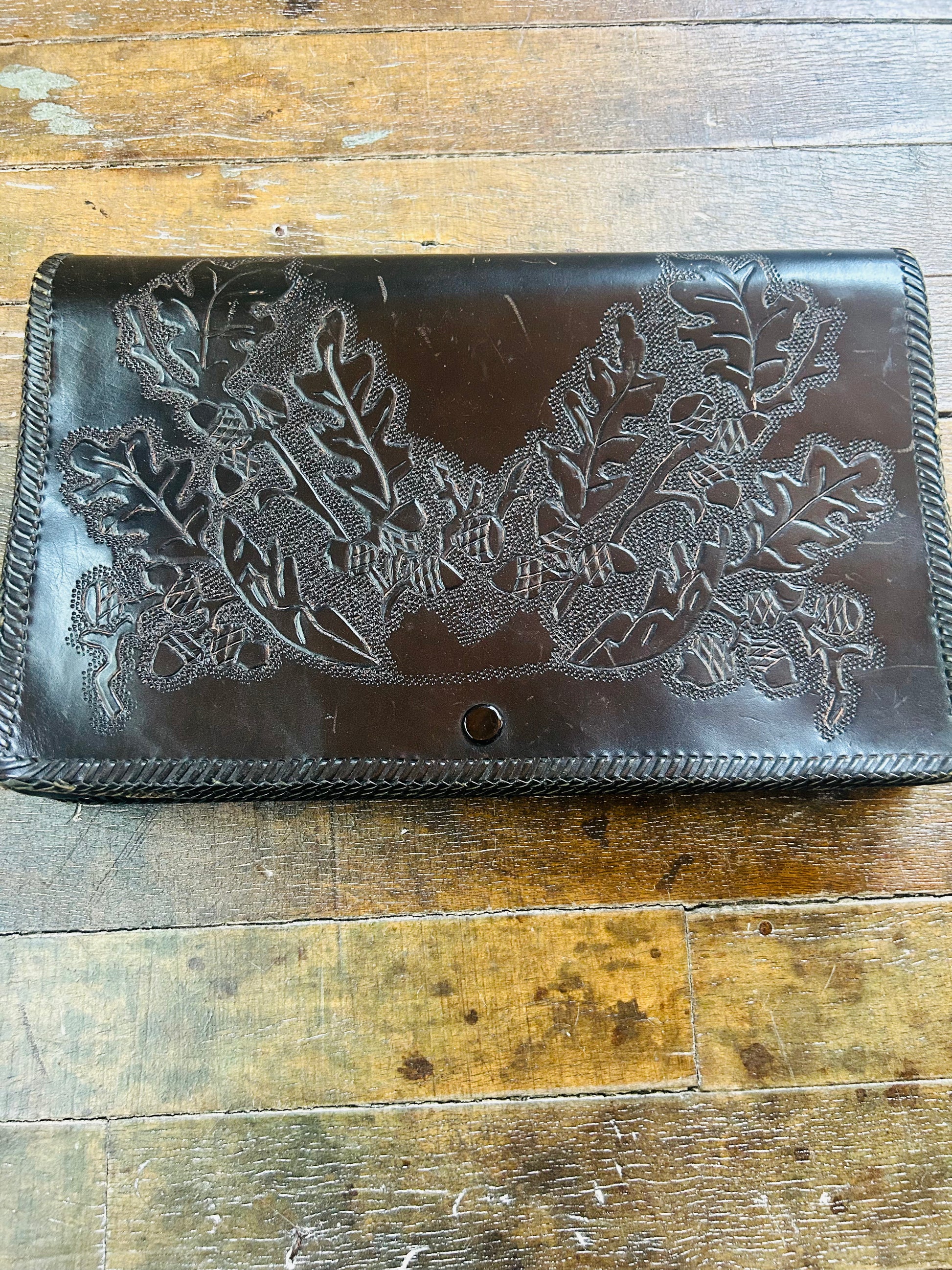 1940s Leather Tooled Clutch