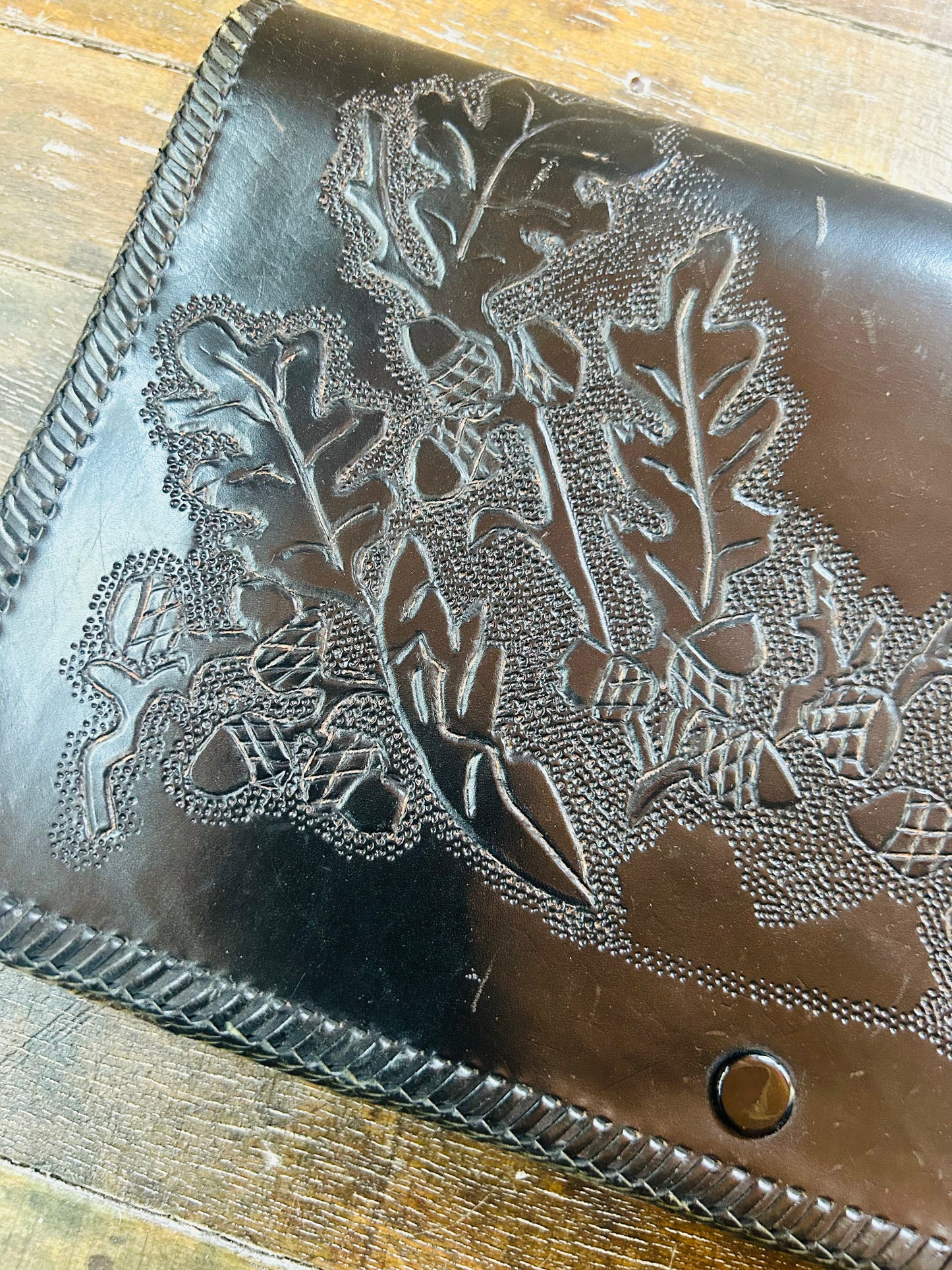 1940s Leather Tooled Clutch