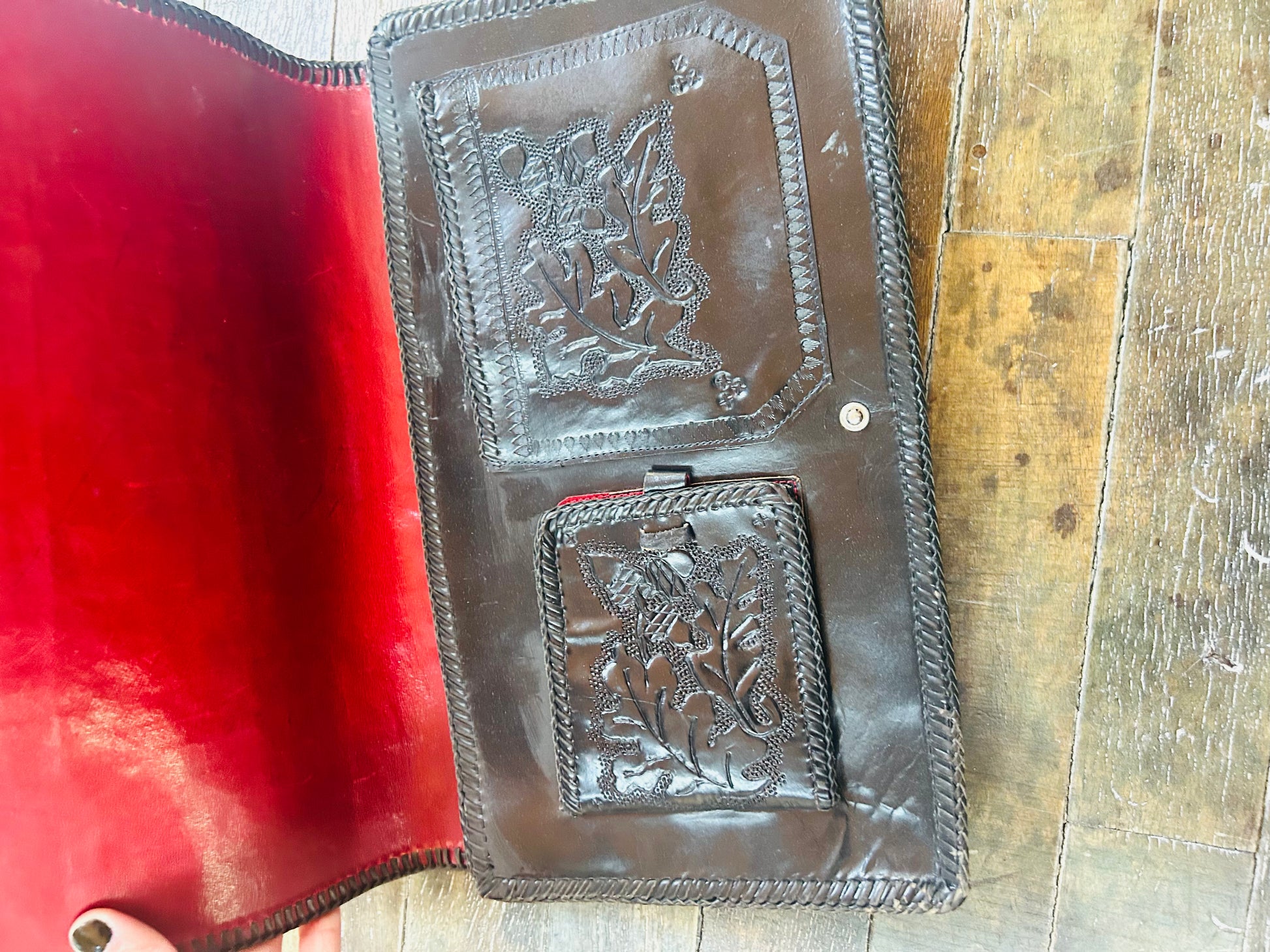 1940s Leather Tooled Clutch