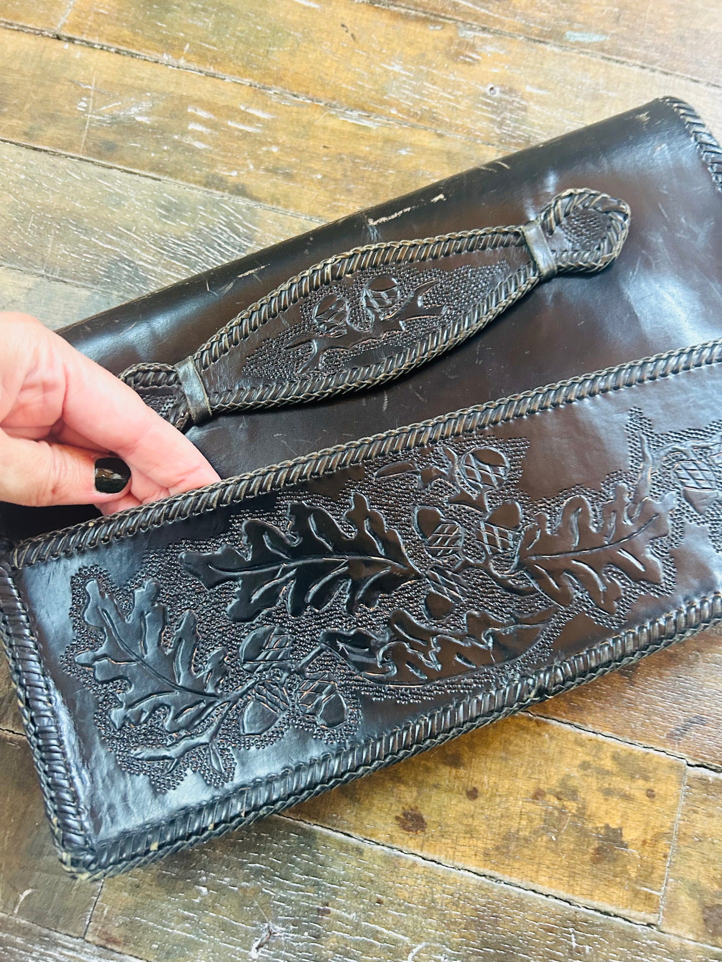 1940s Leather Tooled Clutch