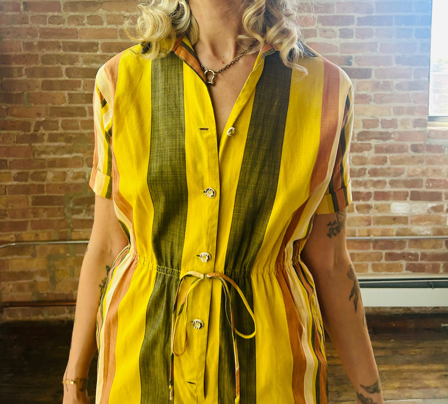 1950s Catalina Cotton Striped Playsuit Romper - Small