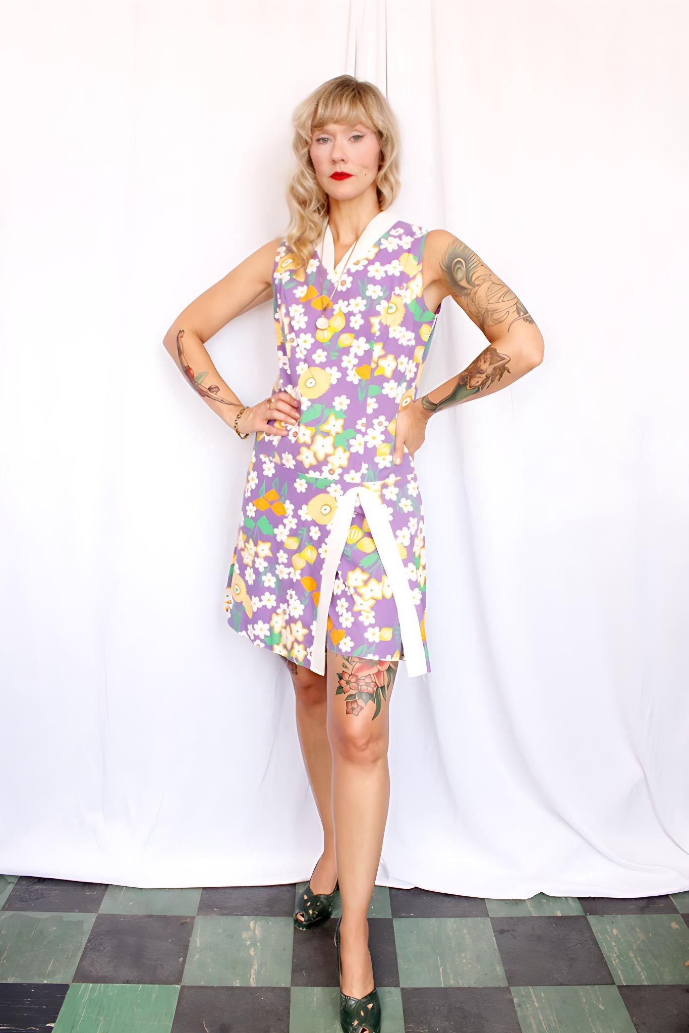 1960s Floral Skort Romper - Medium