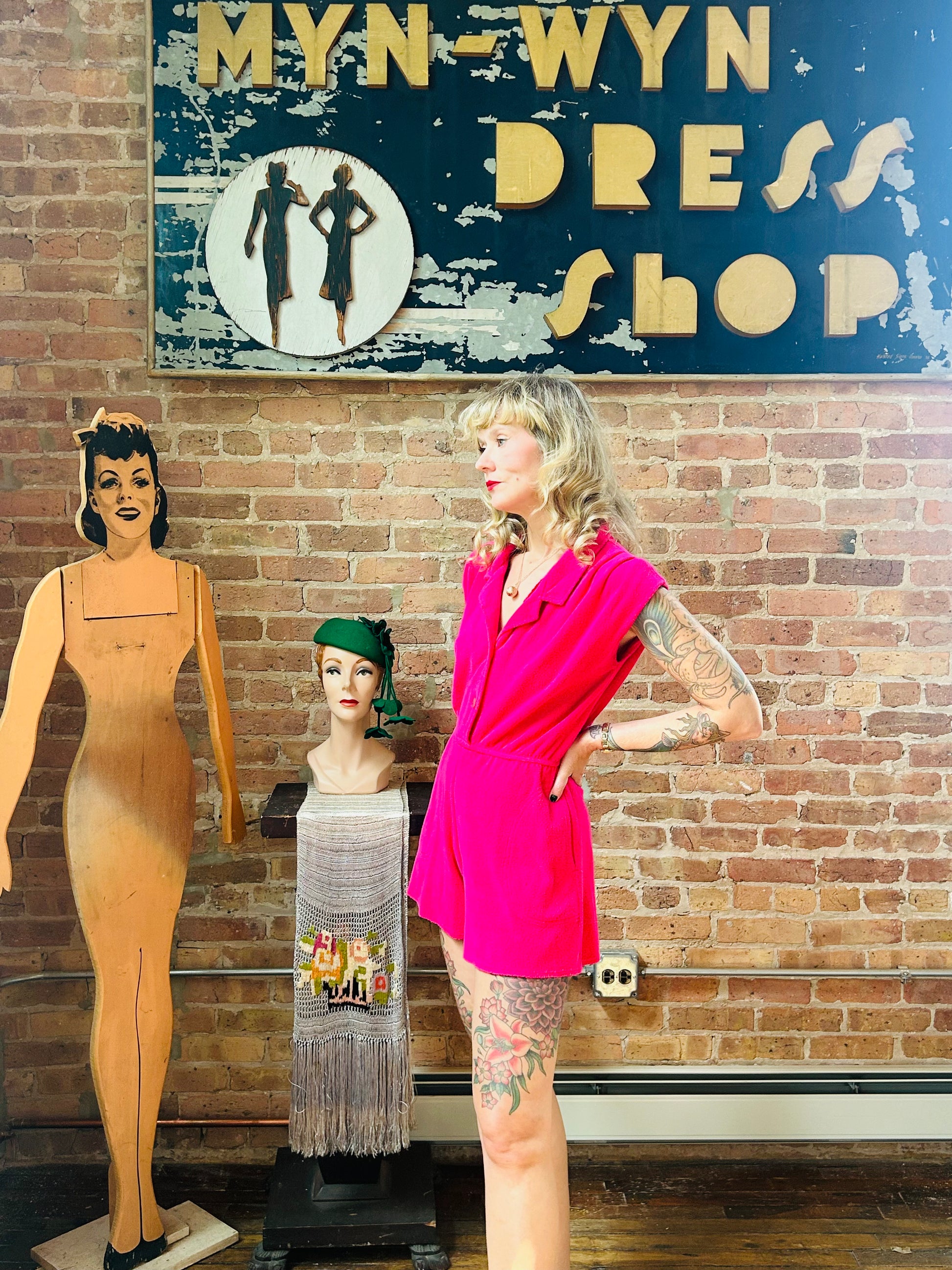 1970s Terrycloth Hot Pink Romper - M/L