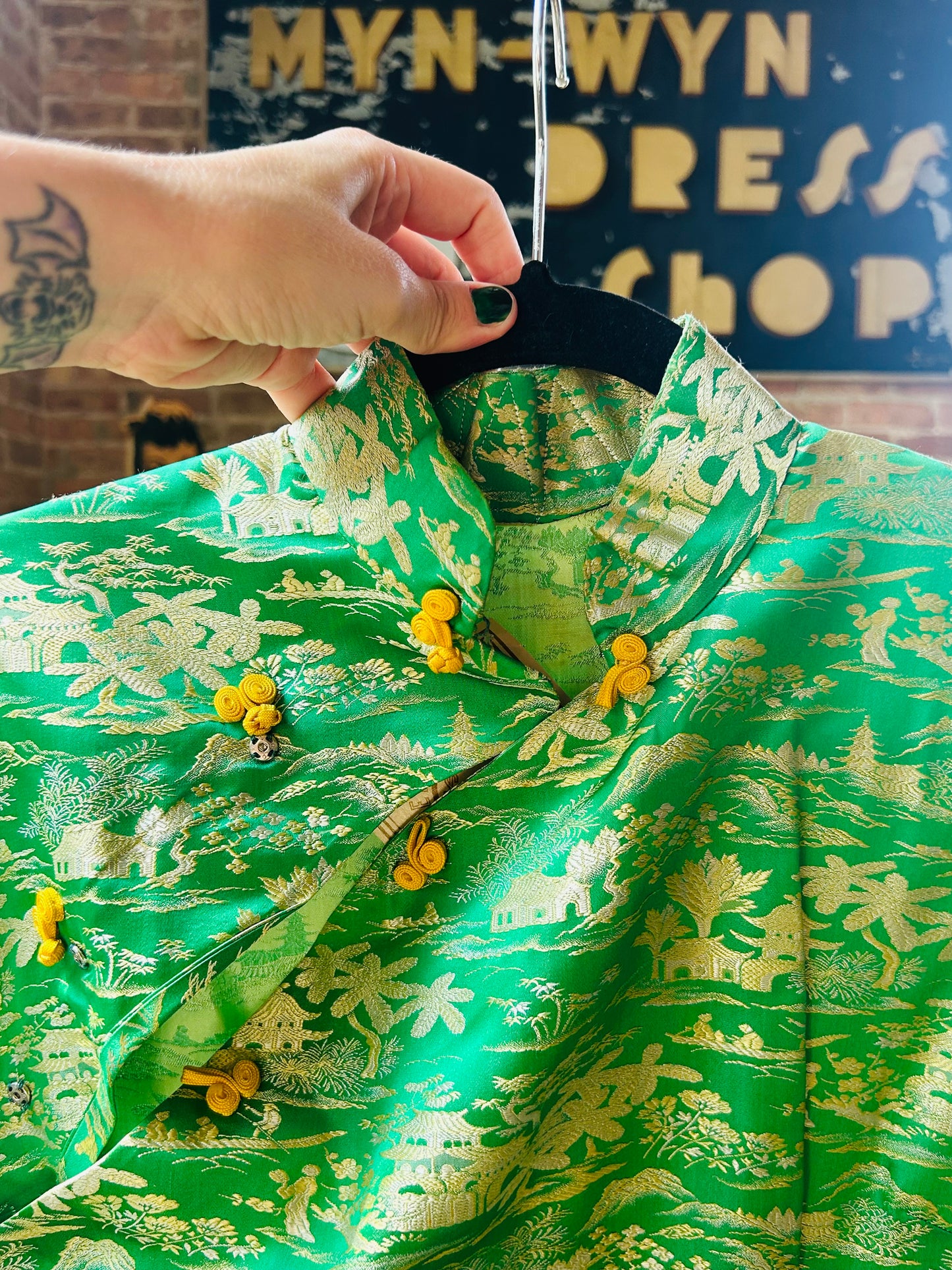 1960s Green Silk Cheongsam Dress - S/M