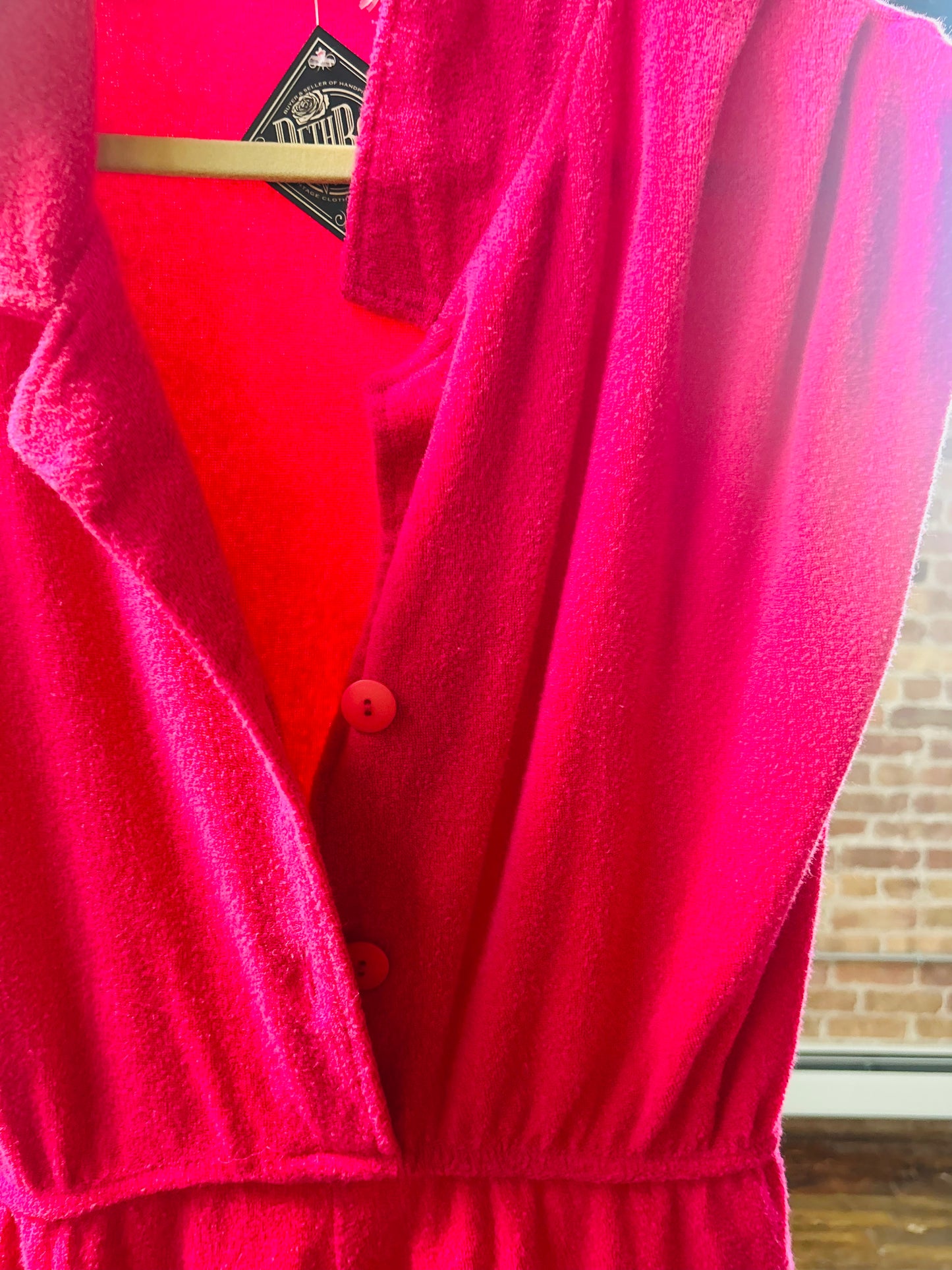 1970s Terrycloth Hot Pink Romper - M/L