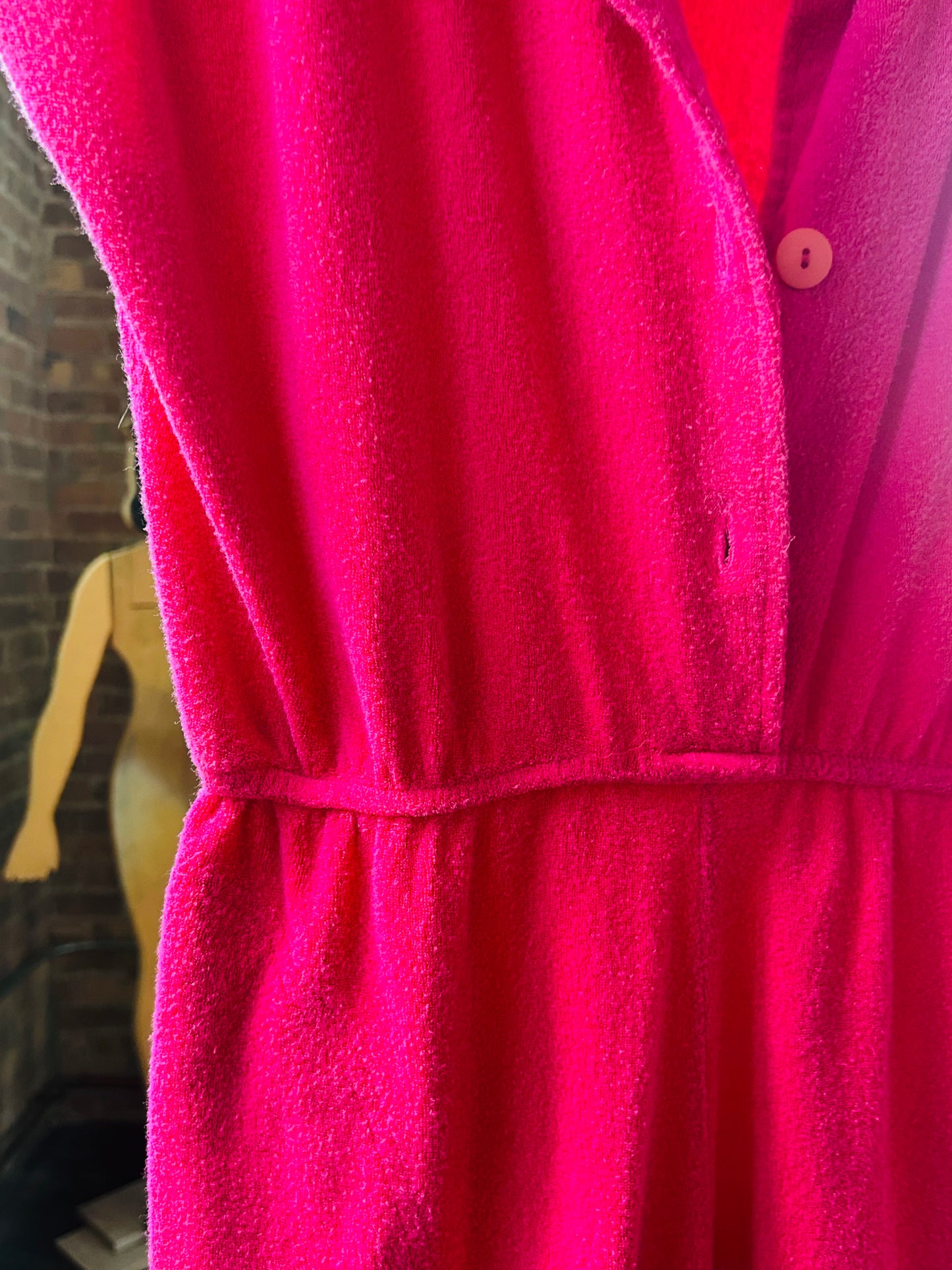 1970s Terrycloth Hot Pink Romper - M/L