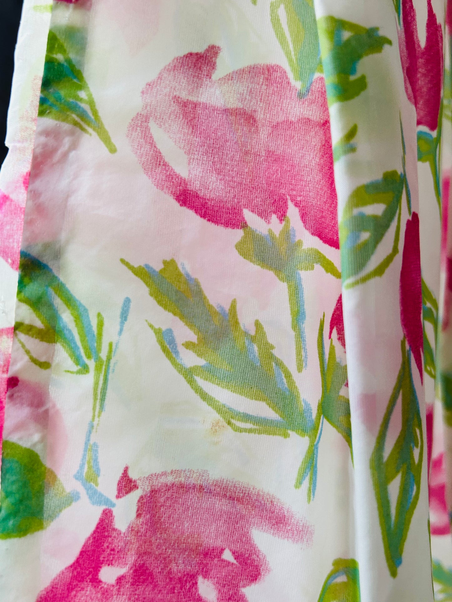 1950s Pink Flower Semi Sheer Dress - Medium