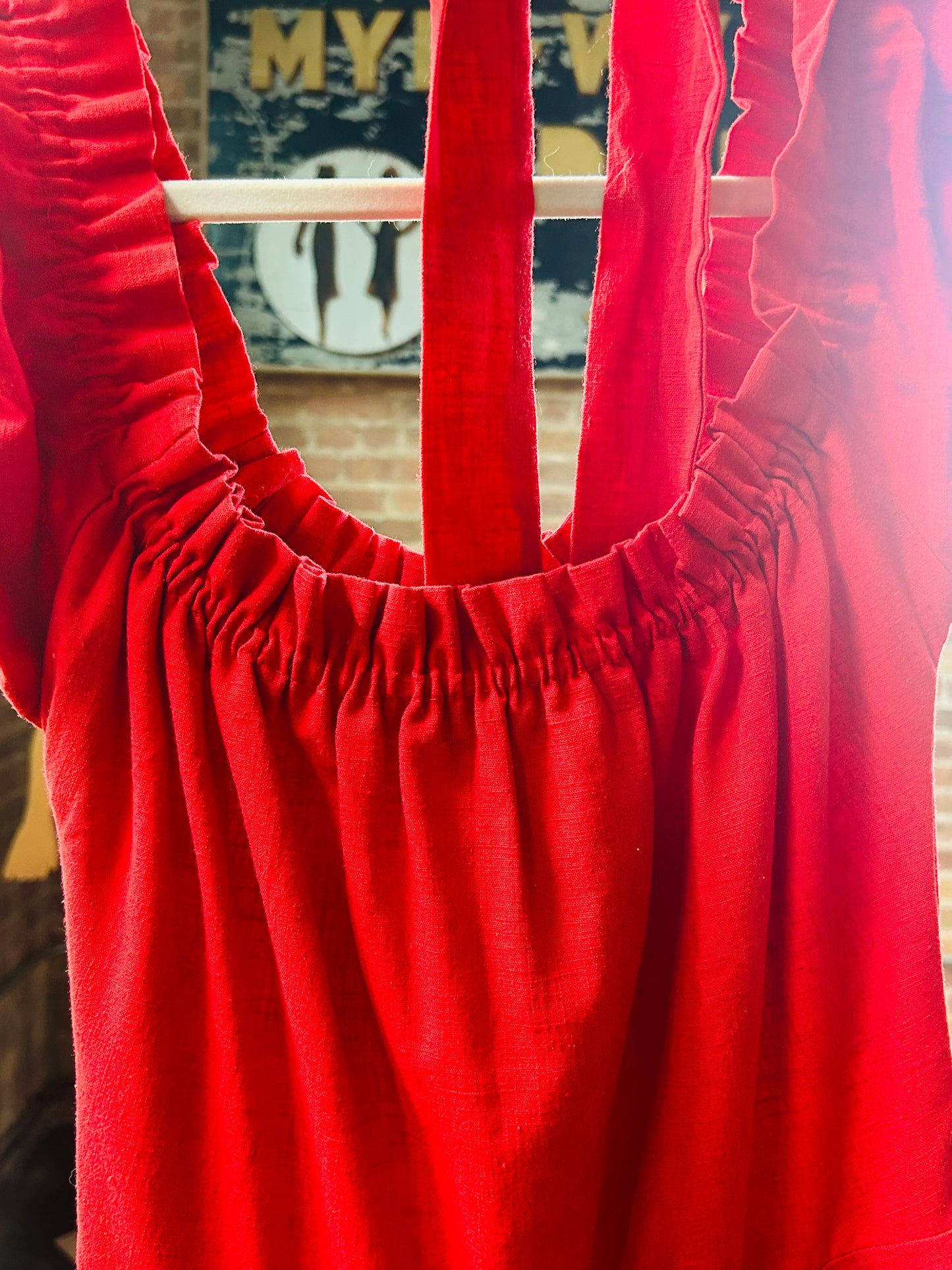 1970s Lipstick Red Cotton Dress - Small
