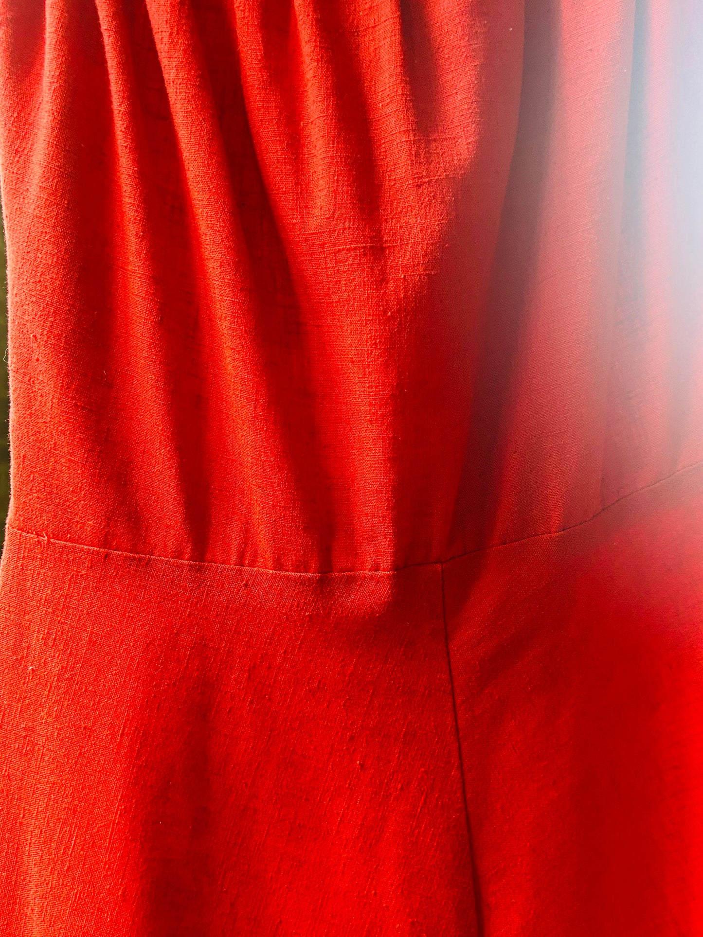 1970s Lipstick Red Cotton Dress - Small