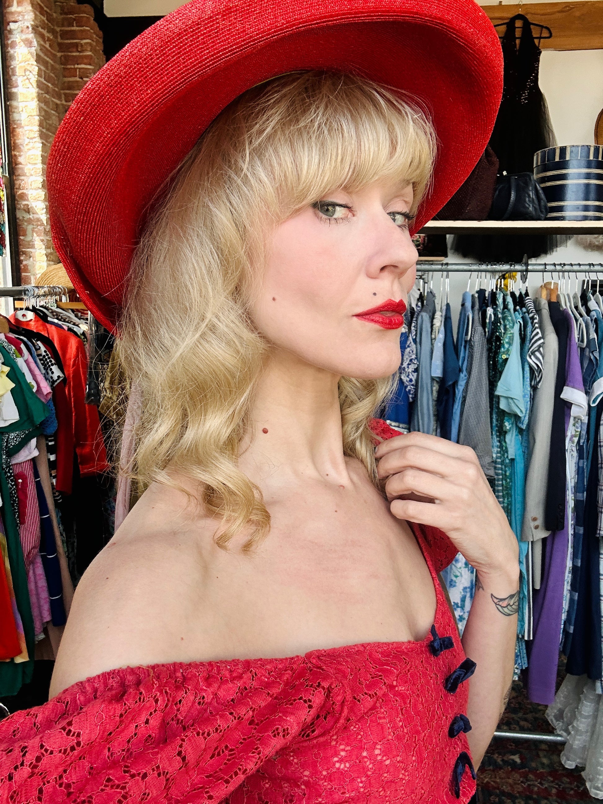 1930s Laura Love Woven & Velvet Hat