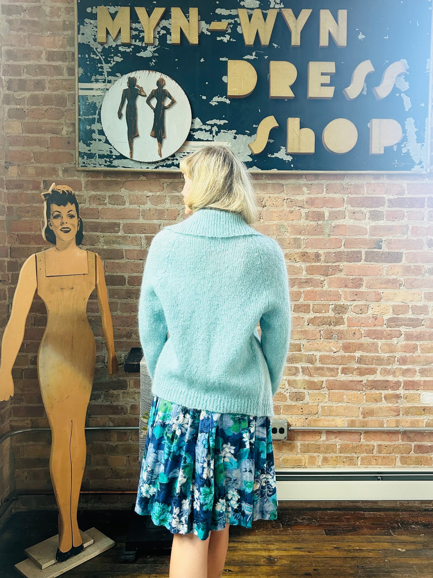 1960s Blue Mohair Wool Cardigan Sweater - XL