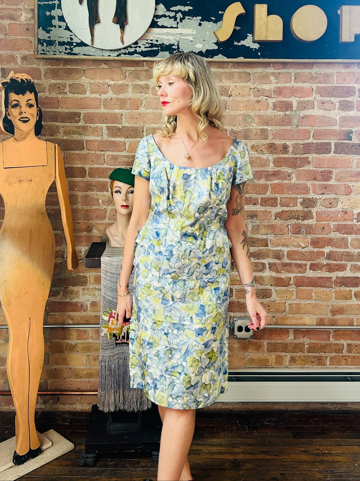 1950s French Silk Floral Dress - Medium 