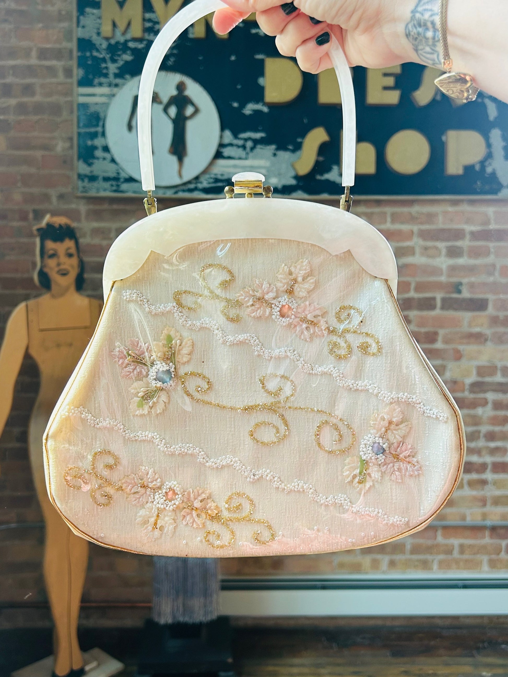 1950s Rialto Jeweled Vinyl Purse 