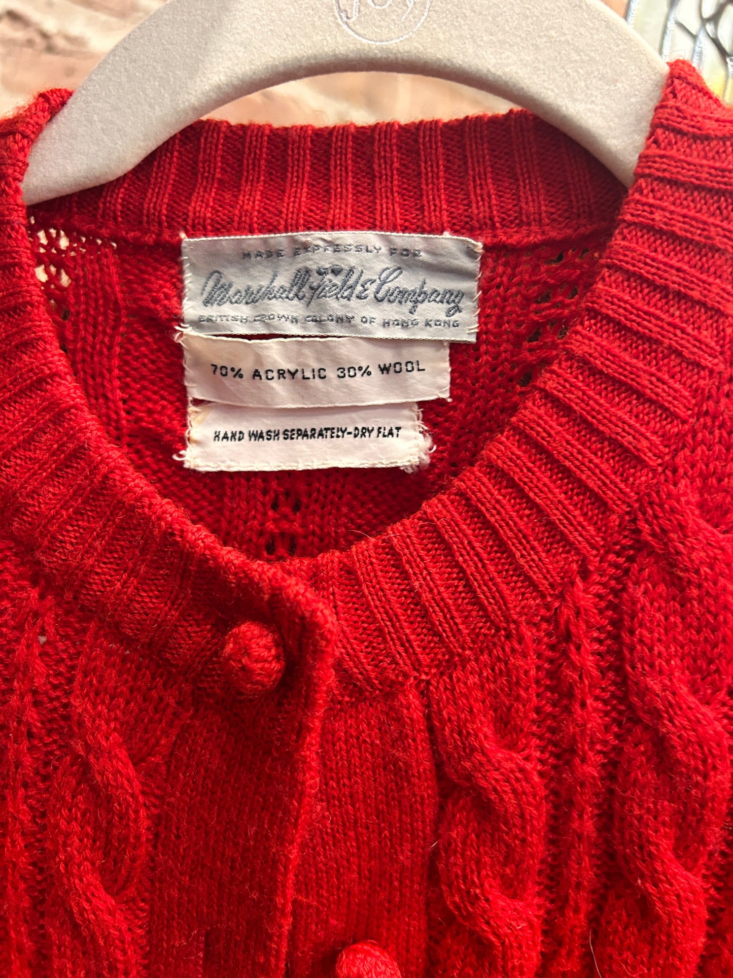 1960s Marshall Fields & Co Red Cardigan - Medium