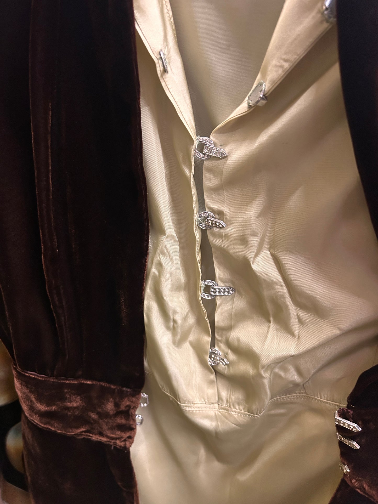 1930s Chartreuse Taffeta Gown with Silk Velvet Jacket - S/M