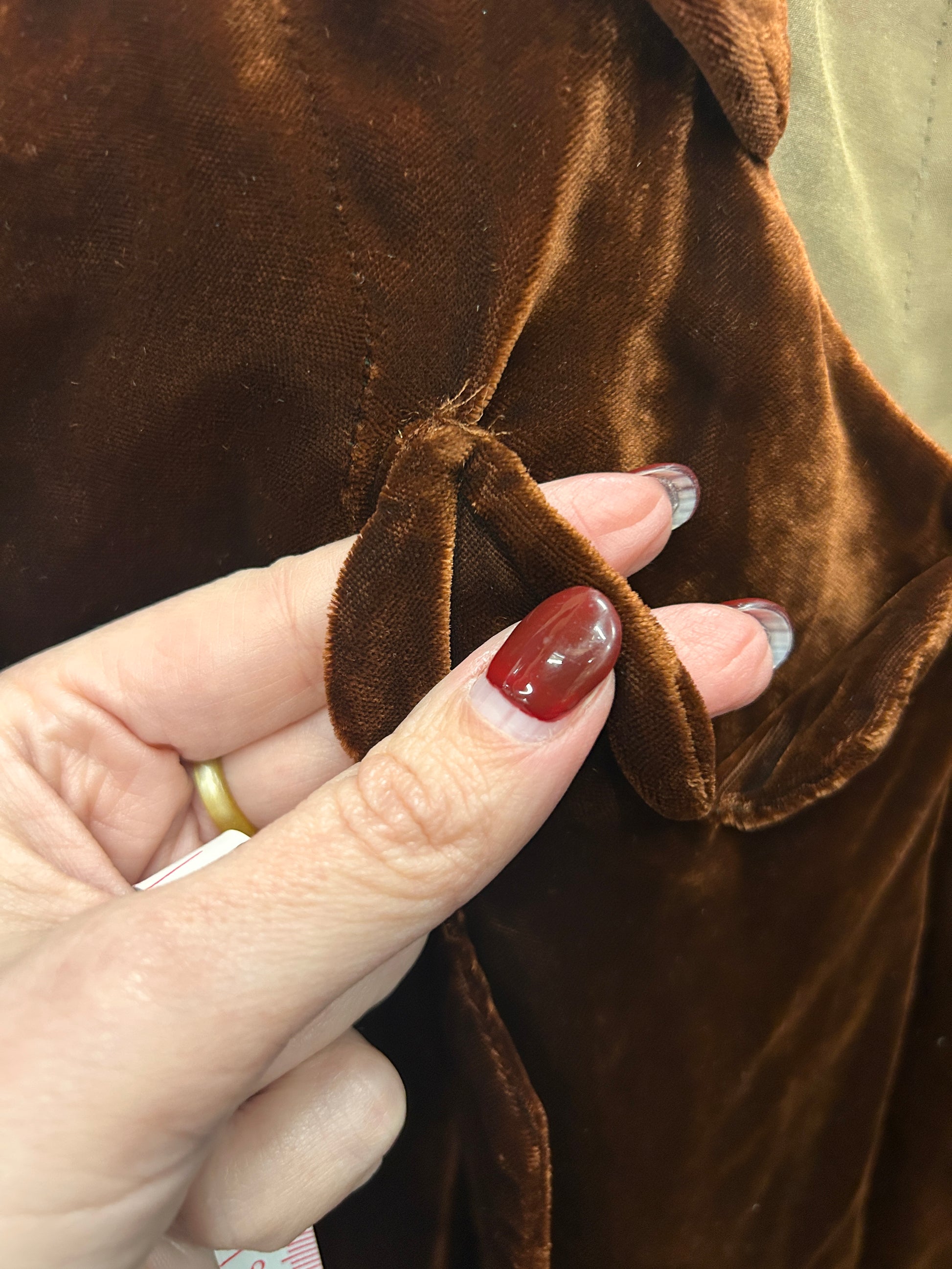 1930s Brown Silk Velvet Jacket - Medium