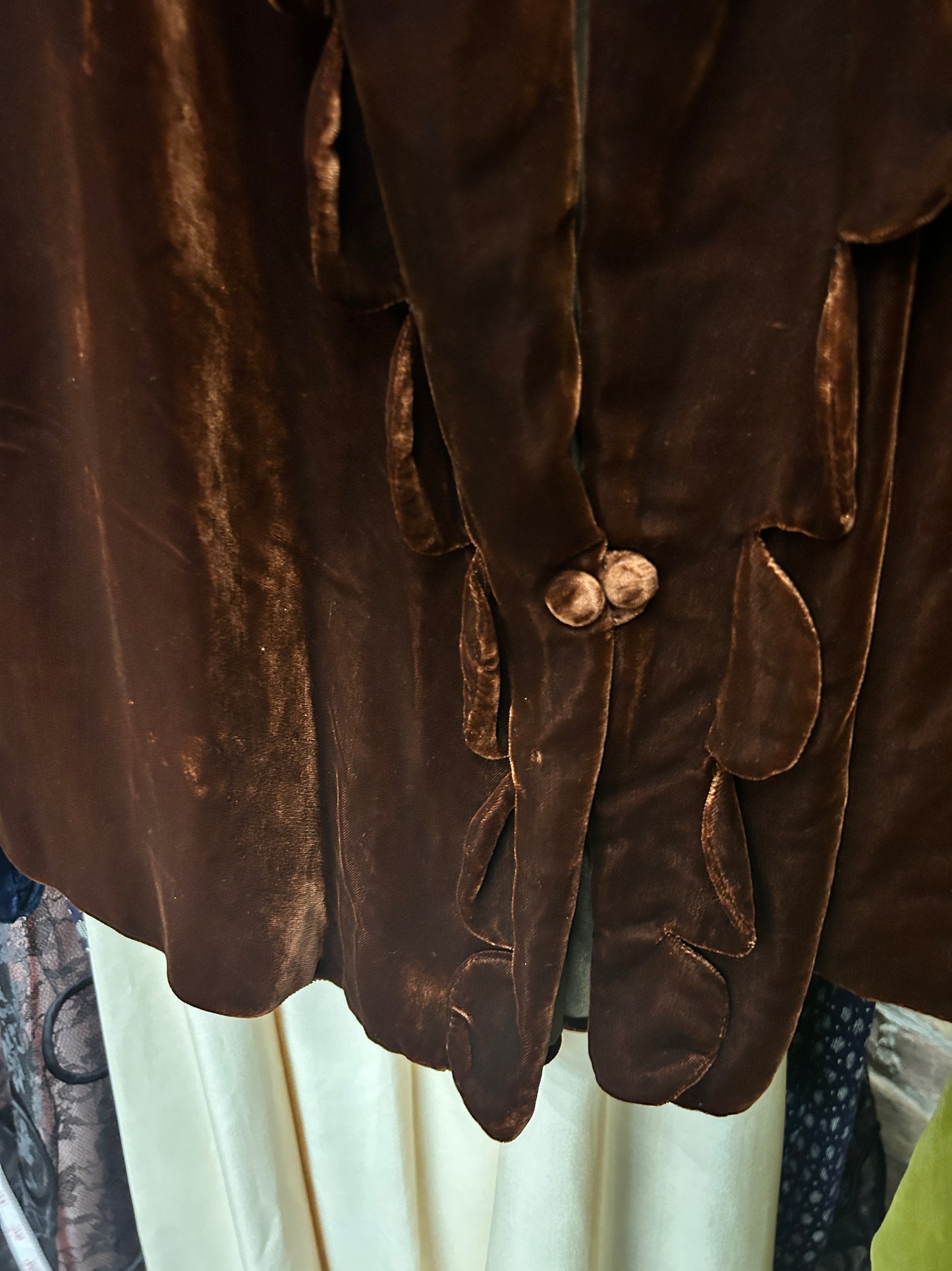 1930s Brown Silk Velvet Jacket - Medium