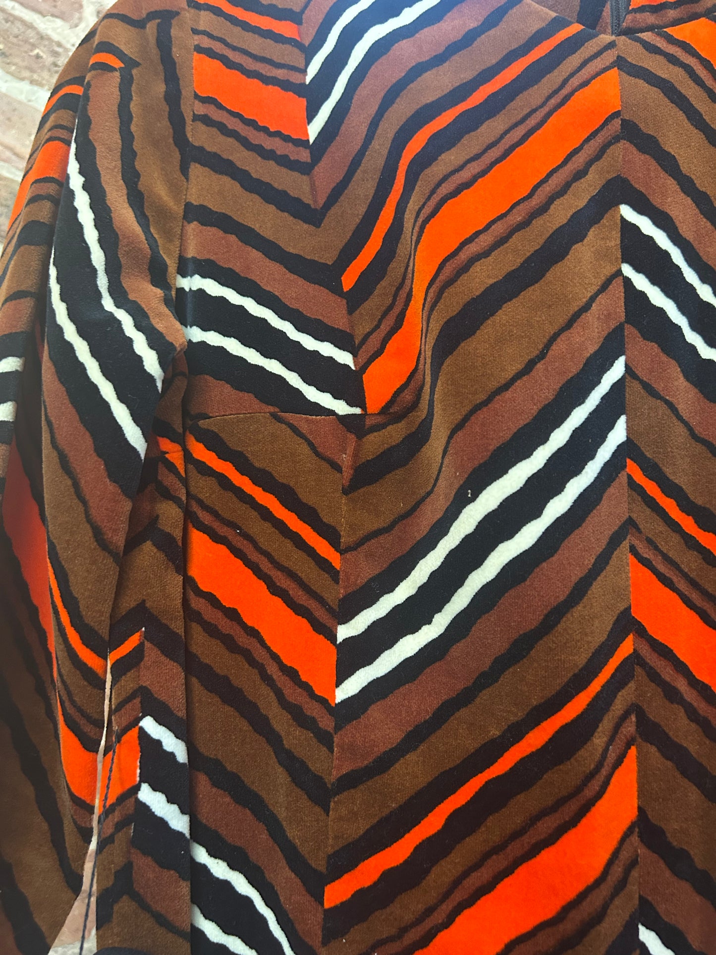 Vintage rare clothing 1970s Striped Tunic and Pant Velvet Set - Small