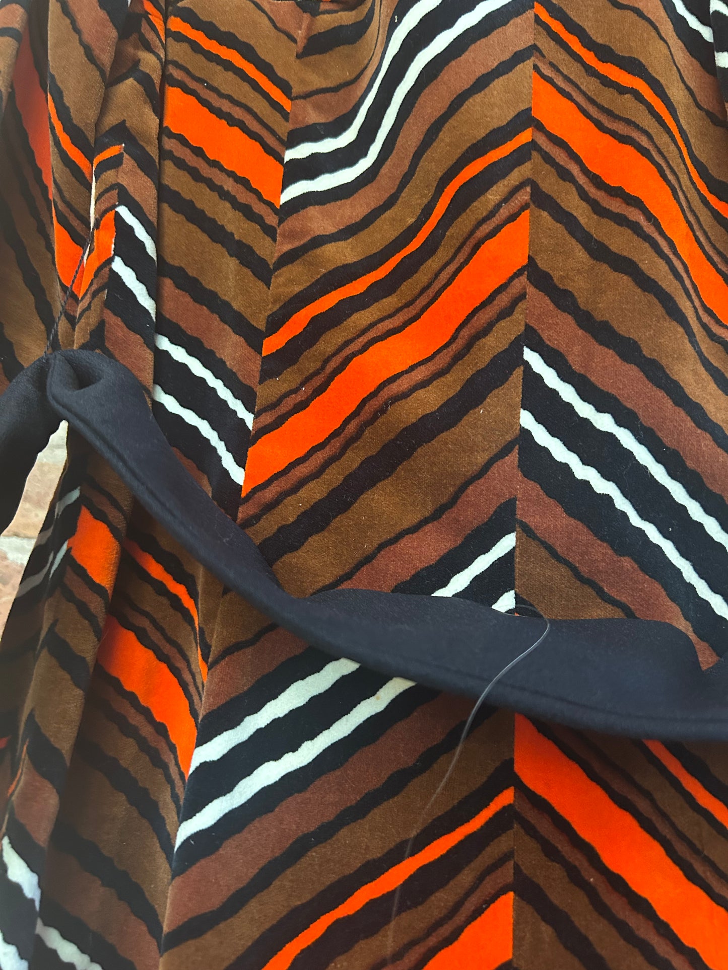 Vintage rare clothing 1970s Striped Tunic and Pant Velvet Set - Small