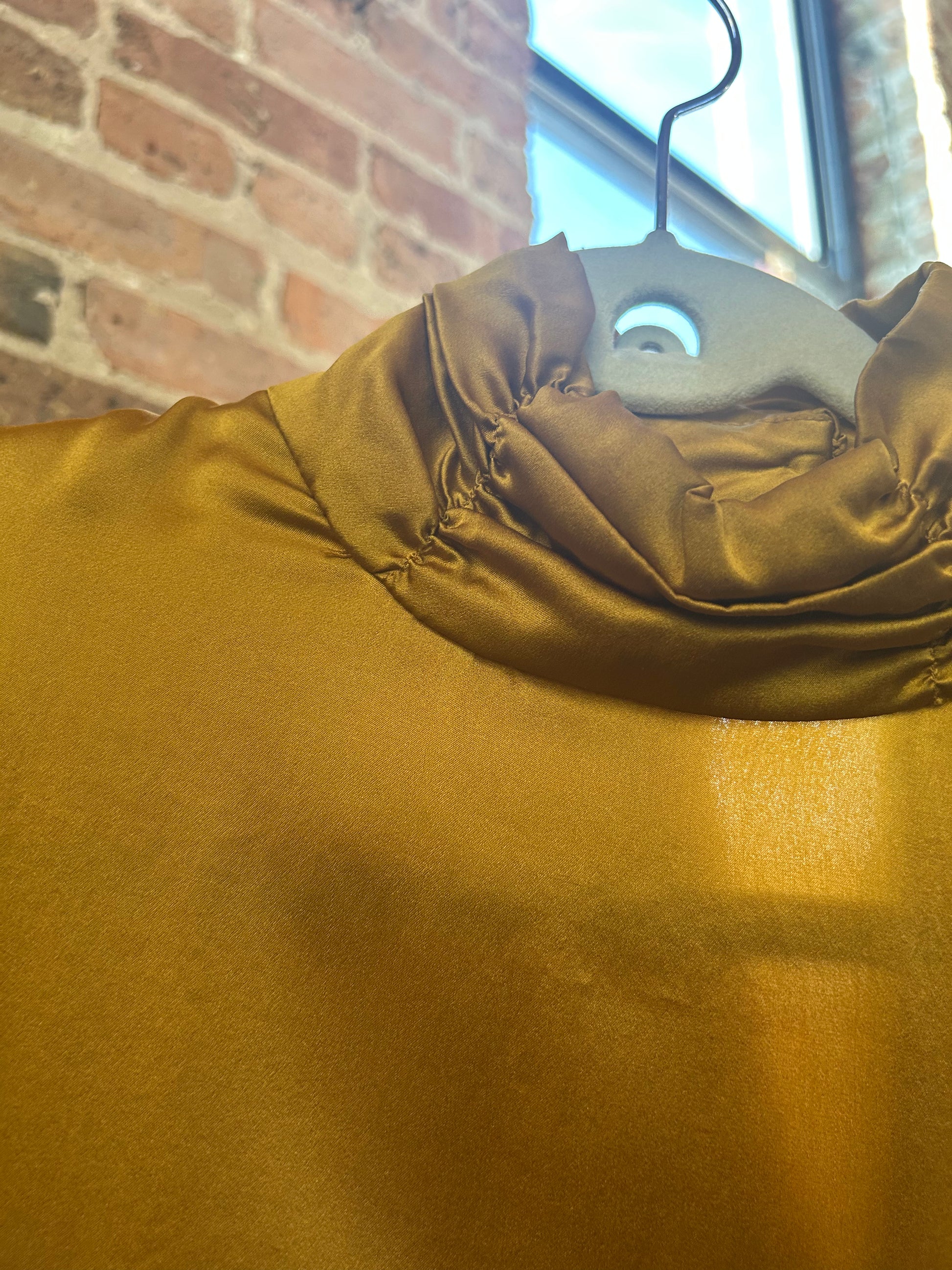 1990s Cynthia Stone Silk Gold Blouse - Med