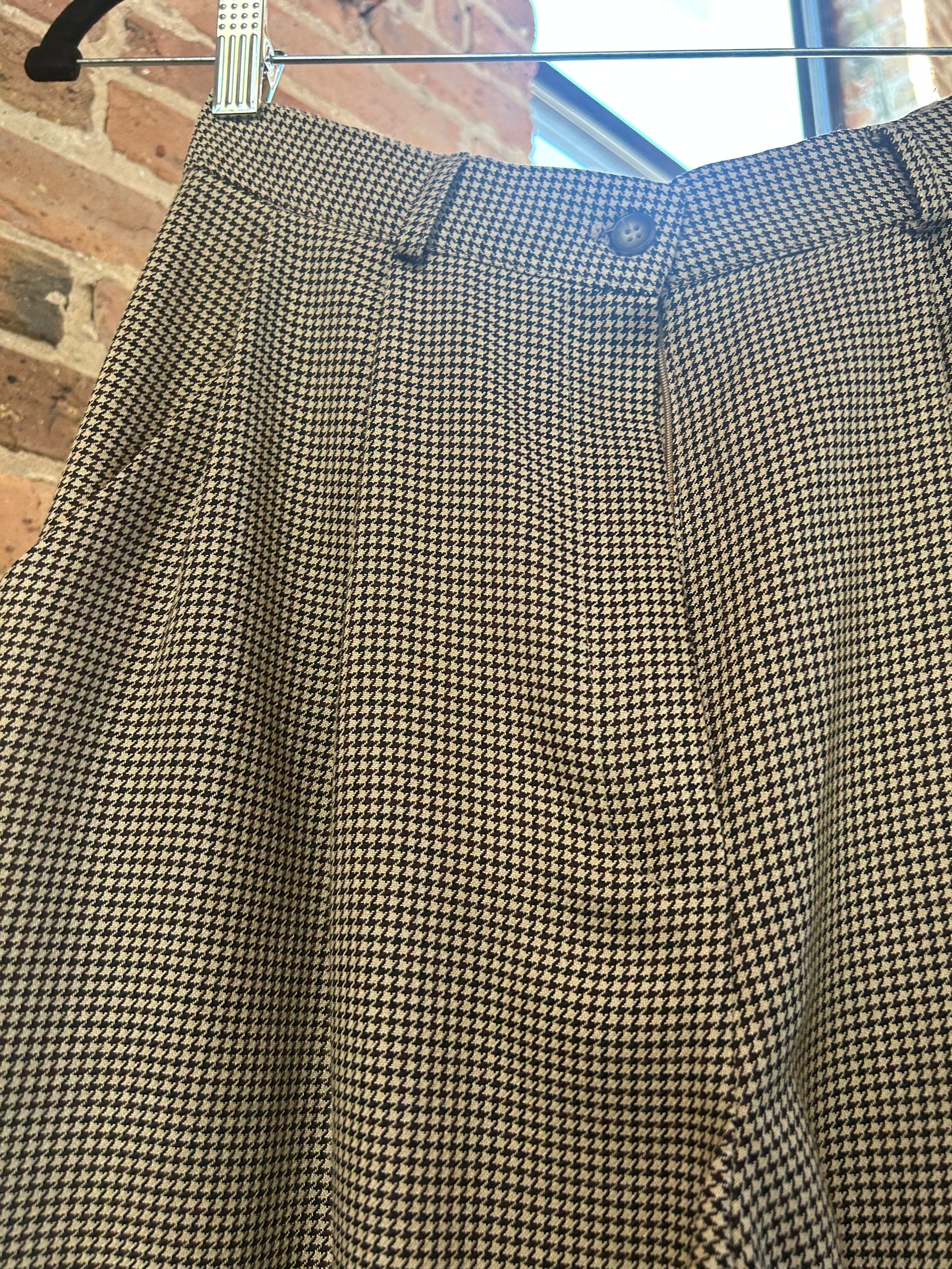 1990s Houndstooth Rayon High Waist Pant - 27" waist