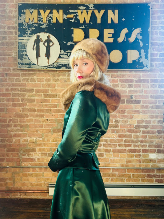 1950s Blonde Mink Fur Hat and Collar