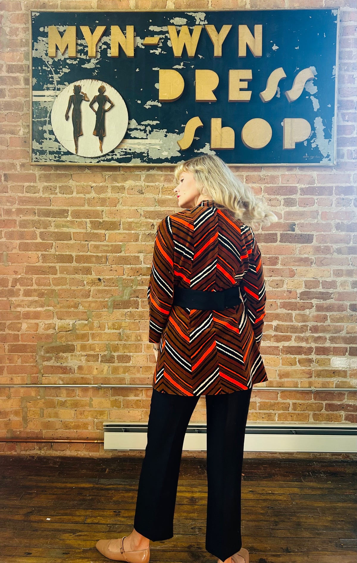 Vintage rare clothing 1970s Striped Tunic and Pant Velvet Set - Small